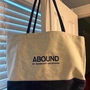 Abound Two-Tone Canvas Tote - Cream and Navy